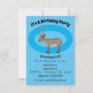 Saiga antelope Cartoon Illustration Einladung