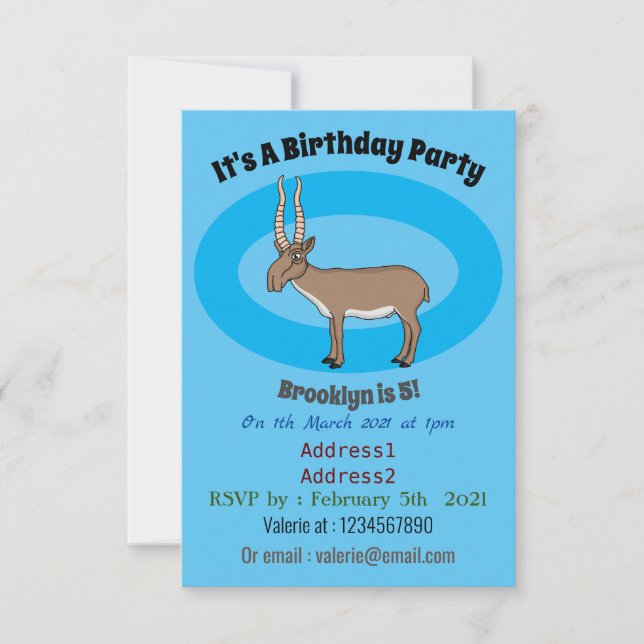 Saiga antelope Cartoon Illustration Einladung (Vorderseite)