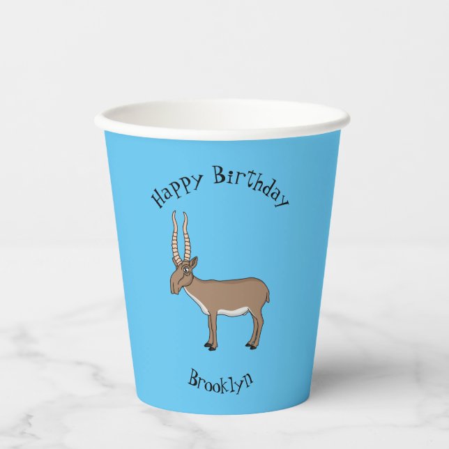 Saiga antelope Cartoon Illustration Pappbecher (Vorderseite)