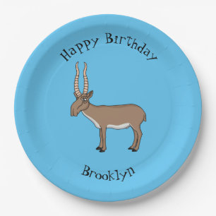Saiga antelope Cartoon Illustration Pappteller