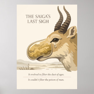 Saiga Antelope Conservation Art Poster