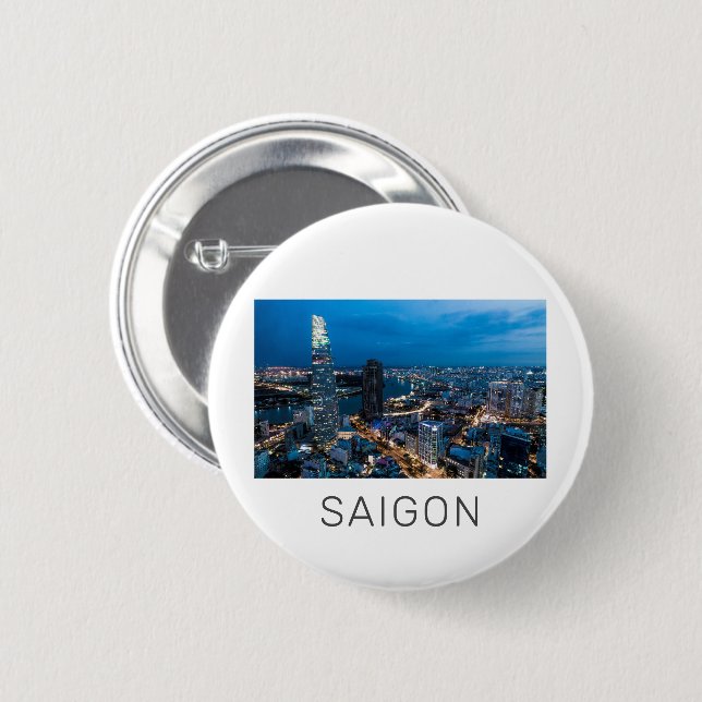 Saigon (Ho Chi Minh City) HCMC Vietnam Holiday Button (Vorne & Hinten)