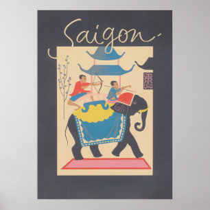 Saigon Vietnam Vintage Travel Poster