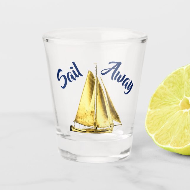 Sail Away Gold Sailboat Nautic Schnapsglas (Vorderseite)