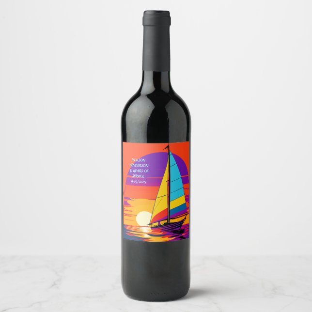 Sail Away Retirement Graphic Weinetikett (Vorderseite)