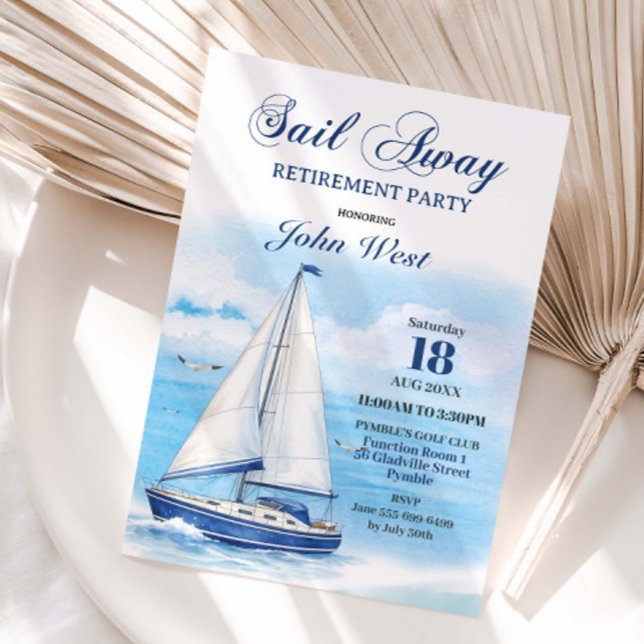 Sail Away Retirement Party Nautical Boat Yacht  Einladung (Von Creator hochgeladen)
