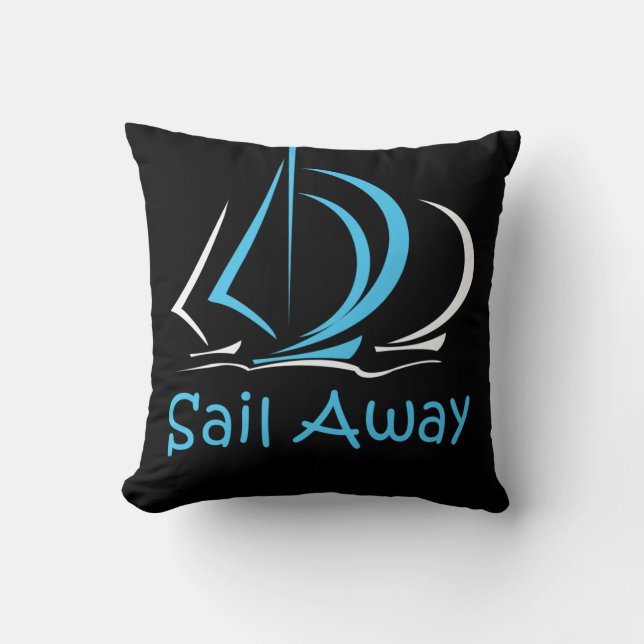 Sail Away Sailing Sailboat Boat Sand Ocean Gul Kissen (Vorderseite)