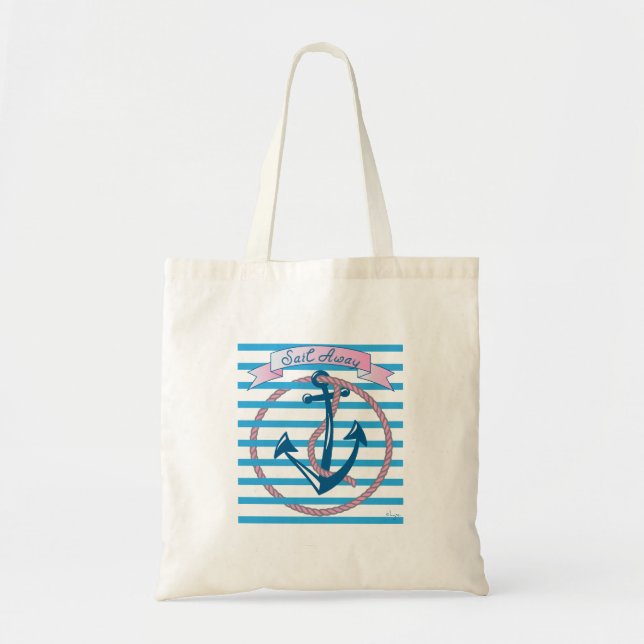 "Sail Away" Wasseranker mit rosa Seil Tragetasche (Vorne)