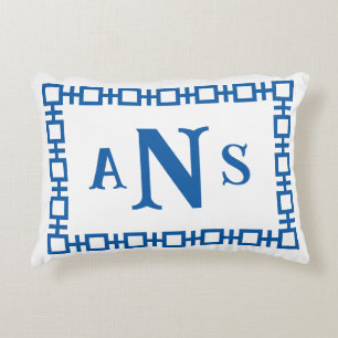 Sail Blue Square Monogram Dekokissen