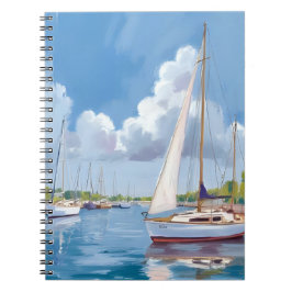 Sail Boat Bay | Coastal Watercolor Painting Notizblock