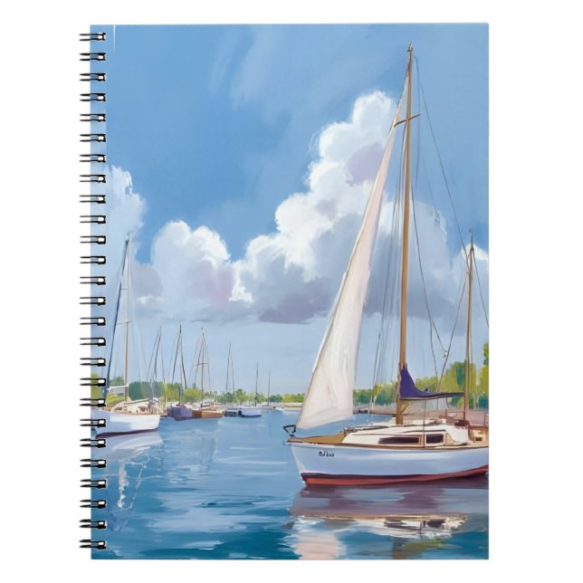 Sail Boat Bay | Coastal Watercolor Painting Notizblock (Vorderseite)
