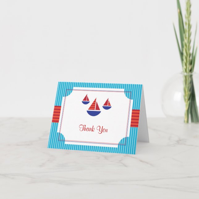 Sail Boat Card Thank You Card or Note Card Dankeskarte (Vorderseite)