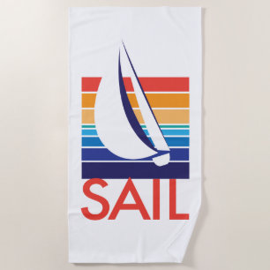 SAIL Boat_color quadratisch_Regenbogen-Sonnenunter Strandtuch