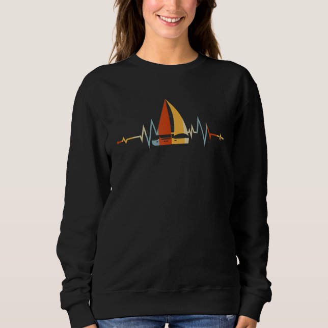 Sail Boat Heartbeat Boating Sailing Sailor Sea Cap Sweatshirt (Vorderseite)
