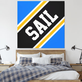 SAIL Bright Blue Orange Black Orange White Stripes Leinwanddruck