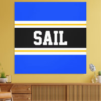 SAIL Bright Blue Schwarz-weiß Gelbe Streifen