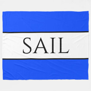 SAIL Bright Nautical Blue White Stripes Fleecedecke