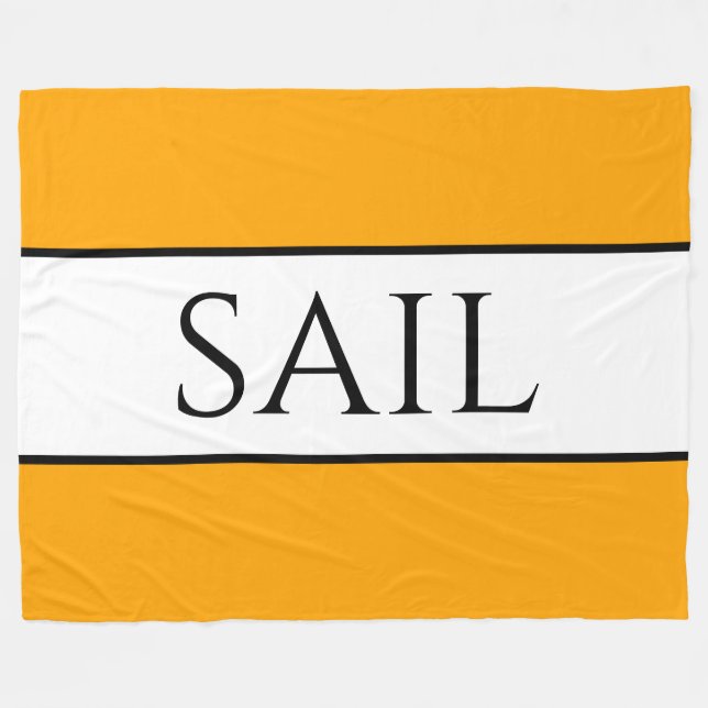 SAIL Bright Nautical Yellow Orange White Stripes Fleecedecke (Vorderseite (Horizontal))