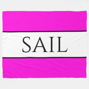 SAIL Nautical Bright Pink White Summer Stripes Fleecedecke