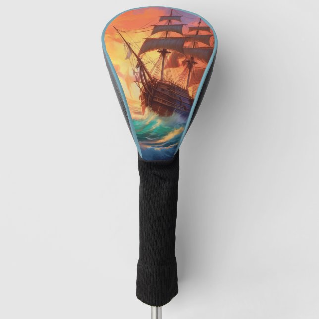 Sail Ship On A Stormy Sea Golf Headcover (Vorderseite)