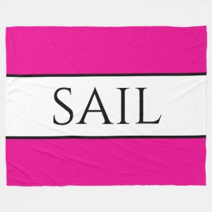 SAIL Sporty Fun Bright Nautical Pink White Stripes Fleecedecke