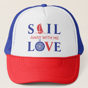 SAIL WEGEN MIR LIEBE Red & Blue Lettering Truckerkappe