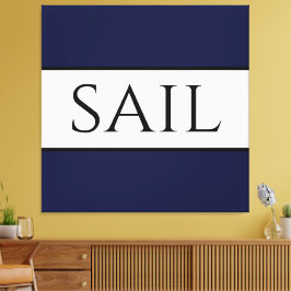 SAIL Wide Sporty Nautical Navy Blaue Streifen Leinwanddruck