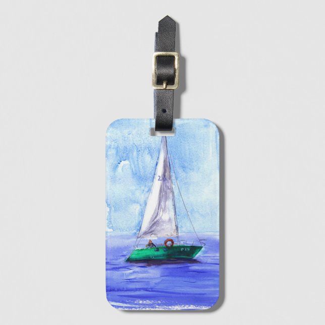 "Sailboat" AcrylGepäckmarke Gepäckanhänger (Vorderseite Vertikal)