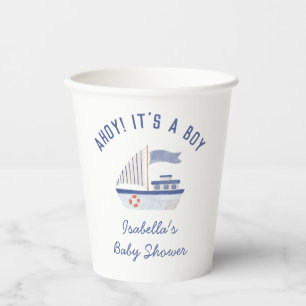 Sailboat Ahoy! Es ist eine Baby-Dusche. Pappbecher