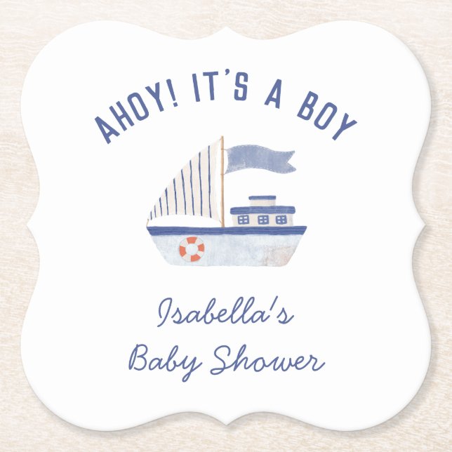 Sailboat Ahoy! Es ist eine Baby-Dusche. Untersetzer (Vorderseite)