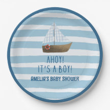 Sailboat Ahoy seine junge blaue Babydusche