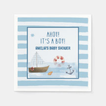 Sailboat Ahoy seine junge blaue Babydusche