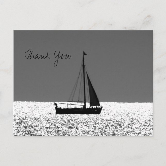 Sailboat at Sparkling Sea Danke Postcard Postkarte (Vorderseite)