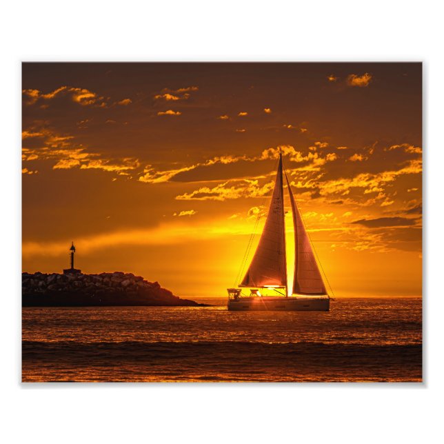 Sailboat at Sunset - Marina Del Rey, CA Fotodruck (Vorne)