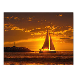 Sailboat at Sunset - Marina Del Rey, CA Fotodruck