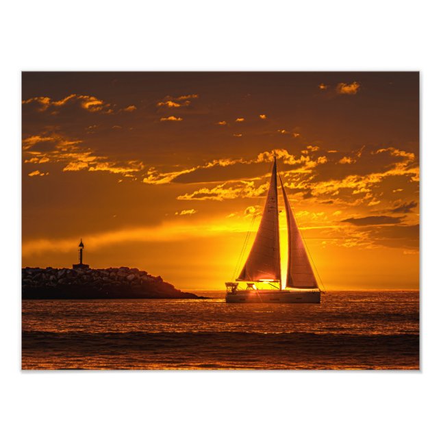 Sailboat at Sunset - Marina Del Rey, CA Fotodruck (Vorne)