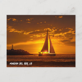 Sailboat at Sunset - Marina Del Rey, CA Postkarte