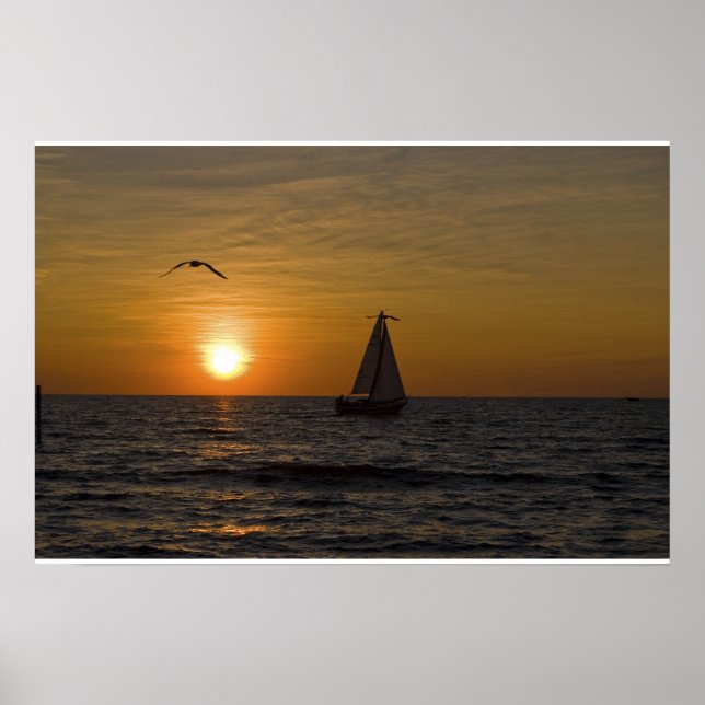 Sailboat at sunset poster (Vorne)