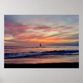 Sailboat at Sunset - Venice Beach, CA Poster
