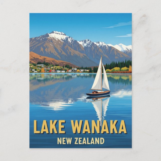Sailboat auf Lake Wanaka Neuseeland Postkarte (Vorderseite)