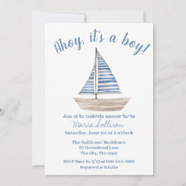SAILBOAT Baby BOY Dusche Einladung
