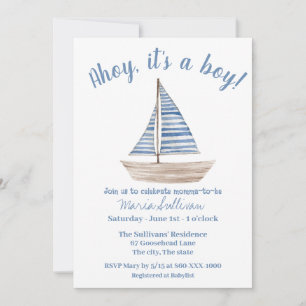 SAILBOAT Baby BOY Dusche Einladung