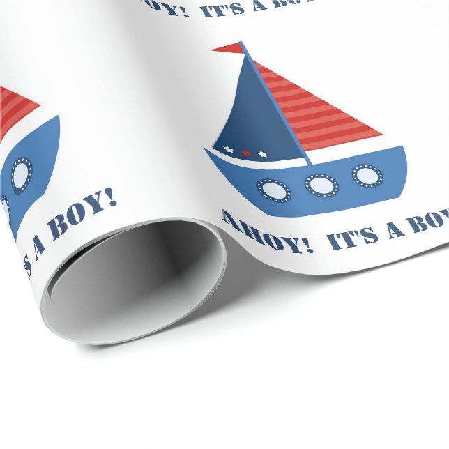Sailboat Baby Boy Dusche Packpapier (Rolleneckpunkt)