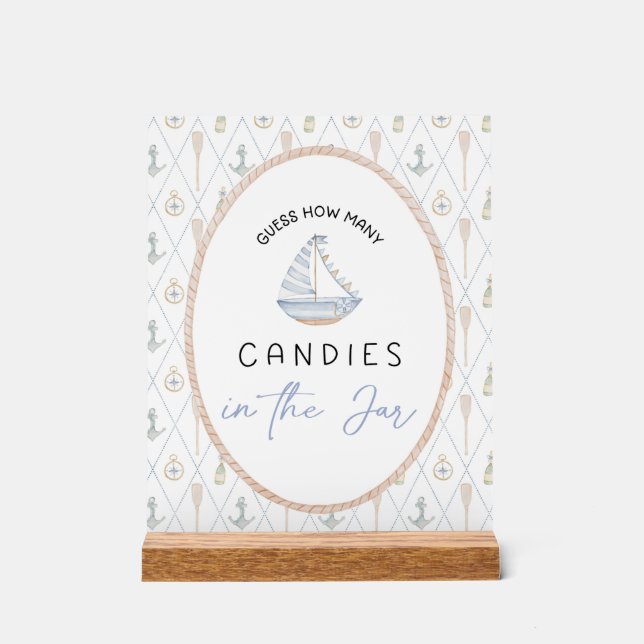 Sailboat Baby Shower Games - Candy Jar Guessing  Acrylschild (Vorderseite)