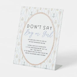 Sailboat Baby Shower Games - Don't Say Boy or Girl Sockelschild