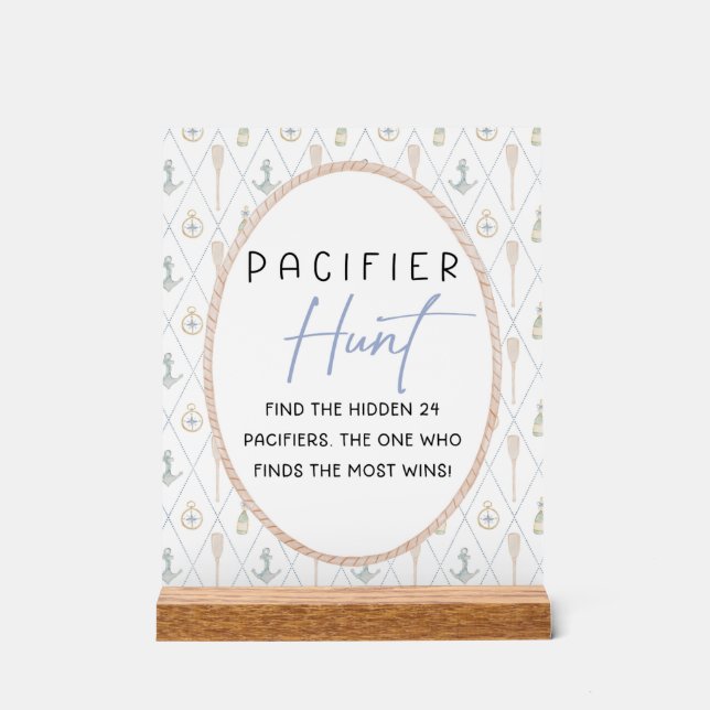 Sailboat Baby Shower Games - Pacifier Hunt Acrylschild (Vorderseite)