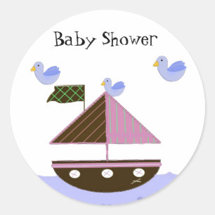 Sailboat Baby Showthema Runder Aufkleber