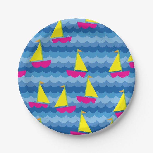 Sailboat Birthday Party Pappteller (Vorderseite)