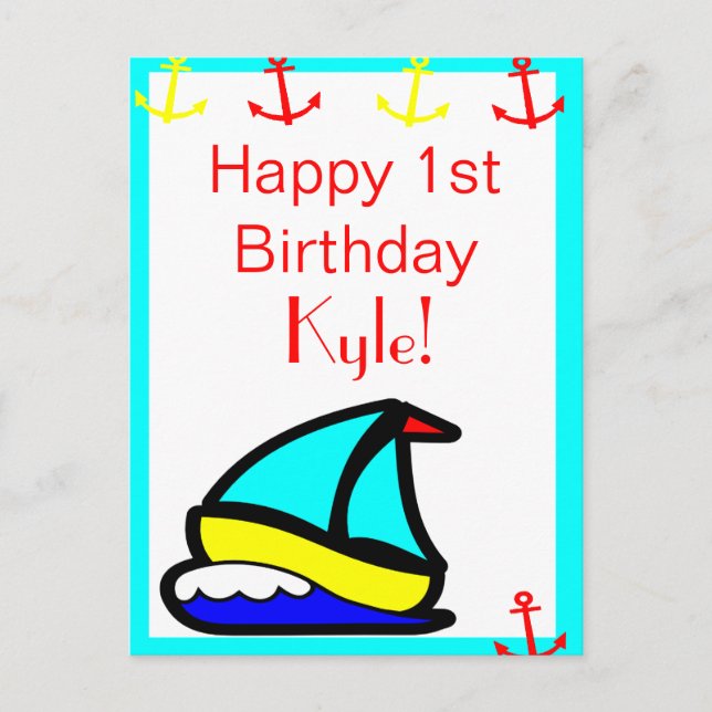 Sailboat Birthday Postkarte (Vorderseite)