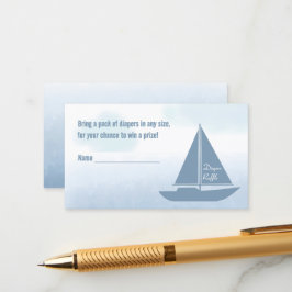 Sailboat Blue Boy Baby Shower Diaper Raffle Begleitkarte